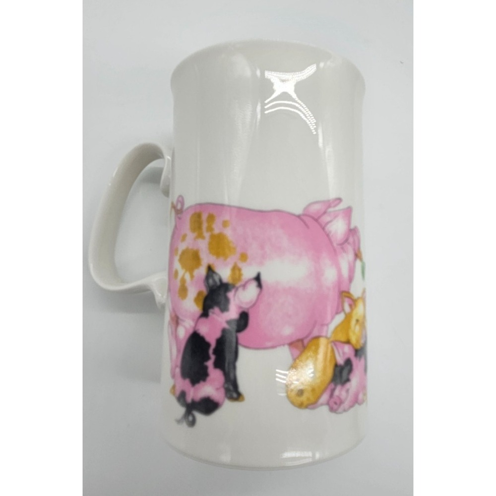 Cute Pig Family Mug White Porcelain Coffee Tea Cup Adorable Farm Animal Design - Picture 11 of 14